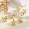Retro Minimalist Starfish Heart 3-Piece Earring Set – Versatile Fashion CCB Hollow Design