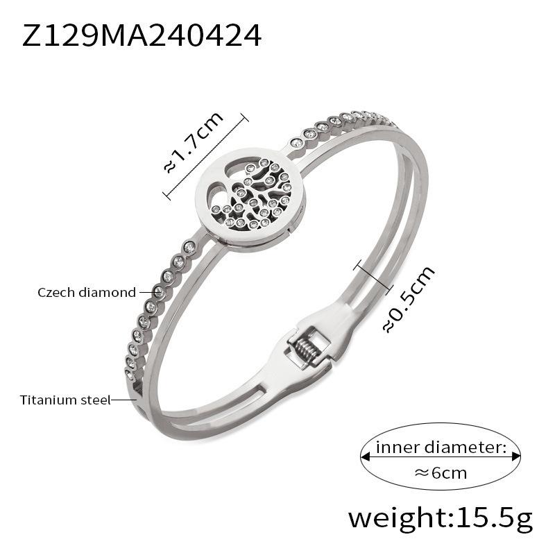 Light Luxury Exaggerated Titanium Steel Gold-plated Creative Bracelet Opening Design Sense Diamond-encrusted Bracelet Set Jewelry Women
