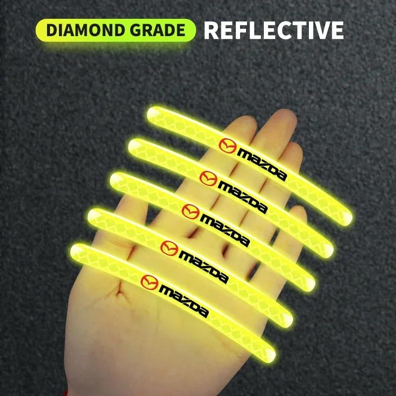 Car Wheel Hub Reflective Sticker Tire Rim Reflective Strips Decoration For Mazda 3 5 CX-3 CX-4 CX-5 CX-7 CX-9 Axela 6 RX8 7 MX3