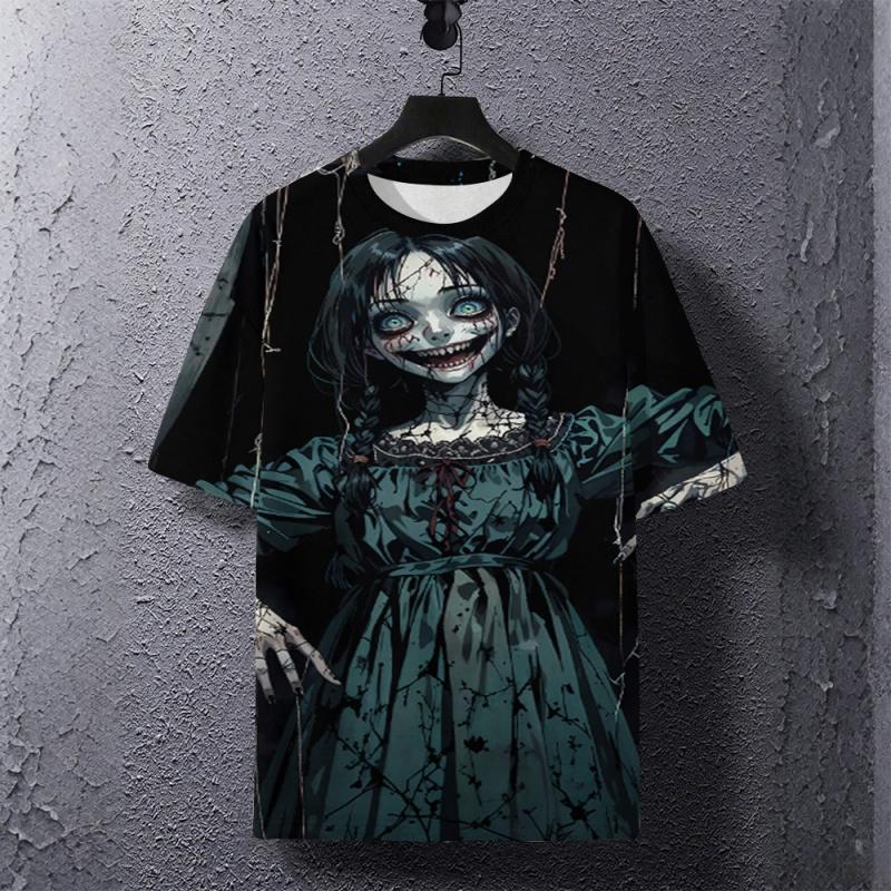 

Terrifying Monster Girl Pattern Kids T-shirt Summer Outdoor Street Loose Tees Tops Short Sleeved Casual Boy s and Girl s Clothing 100