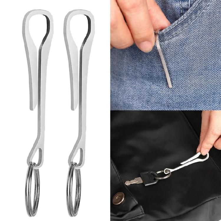 2 Pcs Pocket Clip Stainless Steel Belt Buckle Outdoor Carabiner Hook Buckle