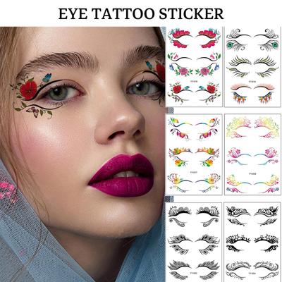 Autocolant pentru tatuaj cu umbre de pleoape - Autocolante de transfer pentru machiaj pentru tatuaj temporar pentru ochi, impermeabile pentru petreceri/festivaluri Accesorii Rave de machiaj