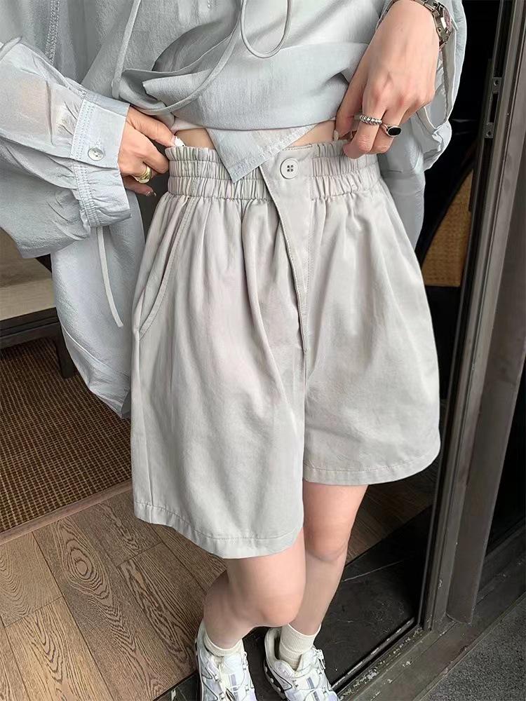 2025 Women's Elastic High-Waist Wide Leg Mid-Length Summer Shorts