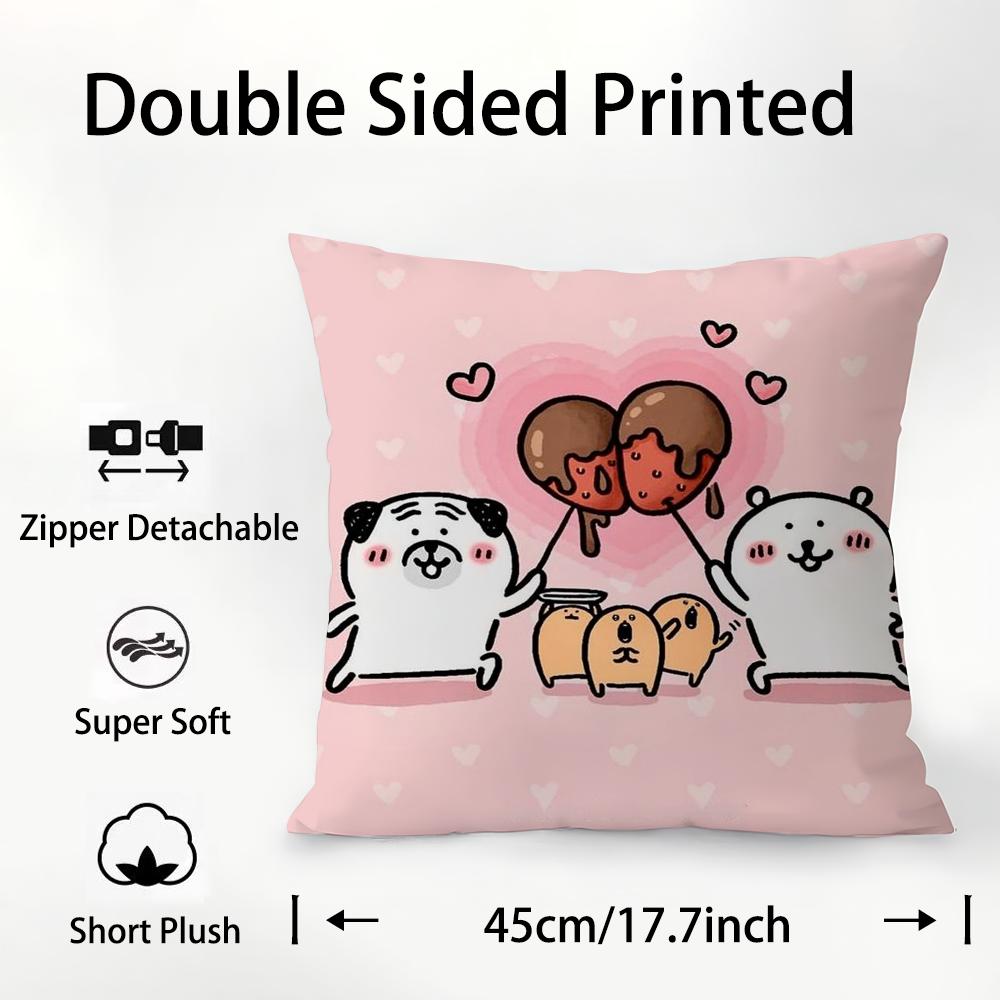 Cute J-Jokes Bear Pillow Case Plush Fabric Soft Double Sided Print Sofa Cushion Cover Throw Pillow Covers
