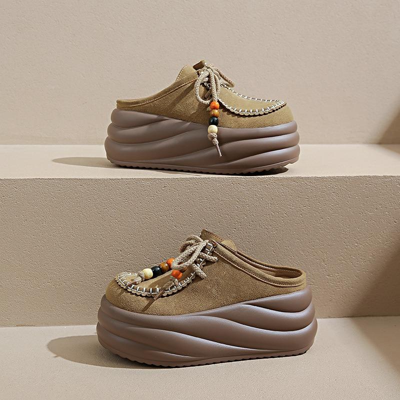 New fashion casual bag head half drag women platform outside wear lazy single shoes niche