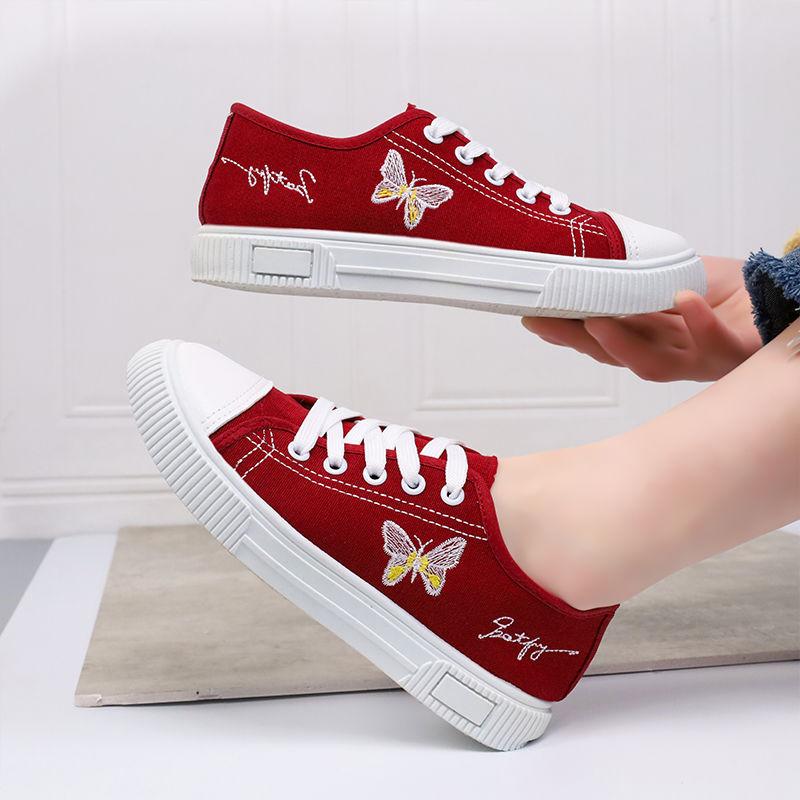 Spring Autumn Cheap Casual Fashion Canvas Shoes for Women 2025 New Daily Routine Designer Luxury Embroidery Flat Woman Footwear