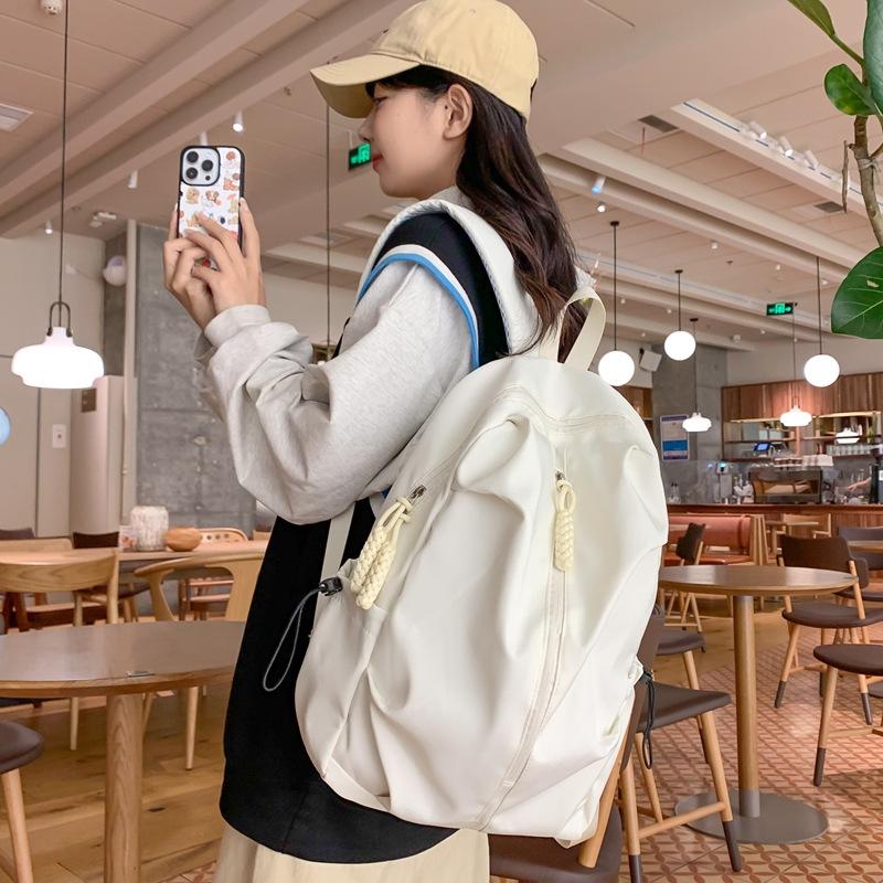 Primary and secondary school students backpack large-capacity schoolbag new backpack Korean version fashion Harajuku bag белый