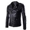 New men's locomotive slim-fitting leather jacket, stand-up collar cut oblique zipper, white leather jacket, leather jacket PY