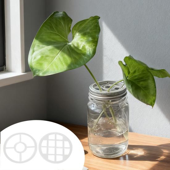 2 Pcs Mason Flower Jar Insert Lid for Wide Mouth Mason