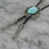 Bolo Tie Necktie Artificial Leather Braided Rope Necklace with Metal Flower Crown Stone Jewelry Cowboy Vintage Neckwear