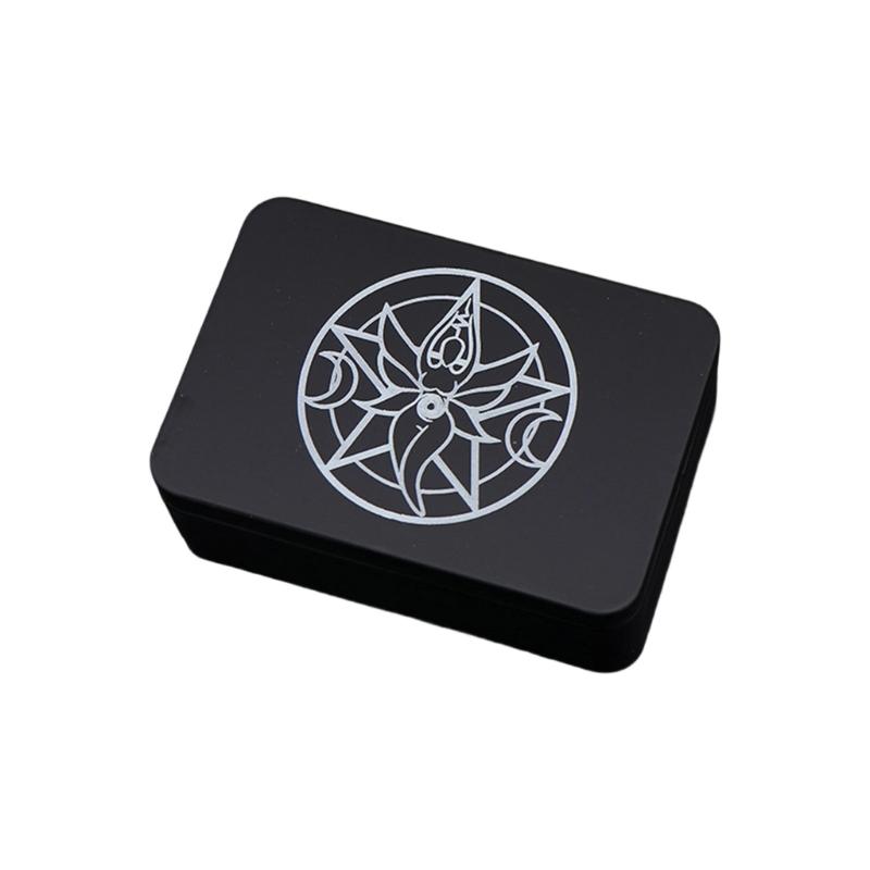 Game Card Box Astrology Trinkets Box Metal Card Storage Case Container for Fortune Telling, Witches