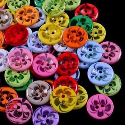 100pcs Mixed Flower Resin Buttons 2 Holes Sewing Scrapbook Cardmaking Craft 14mm