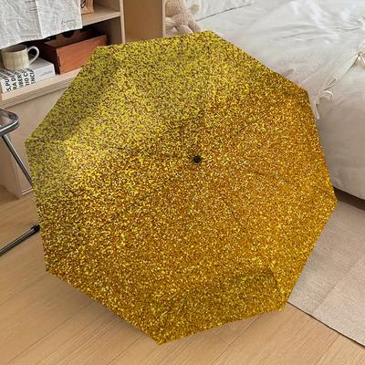 1 ud. Paraguas con Diseño de Patrón de Purpurina Dorada, Apertura y Cierre Automático, Paraguas de Viaje de Alta Calidad, Ligero y Portátil, -22