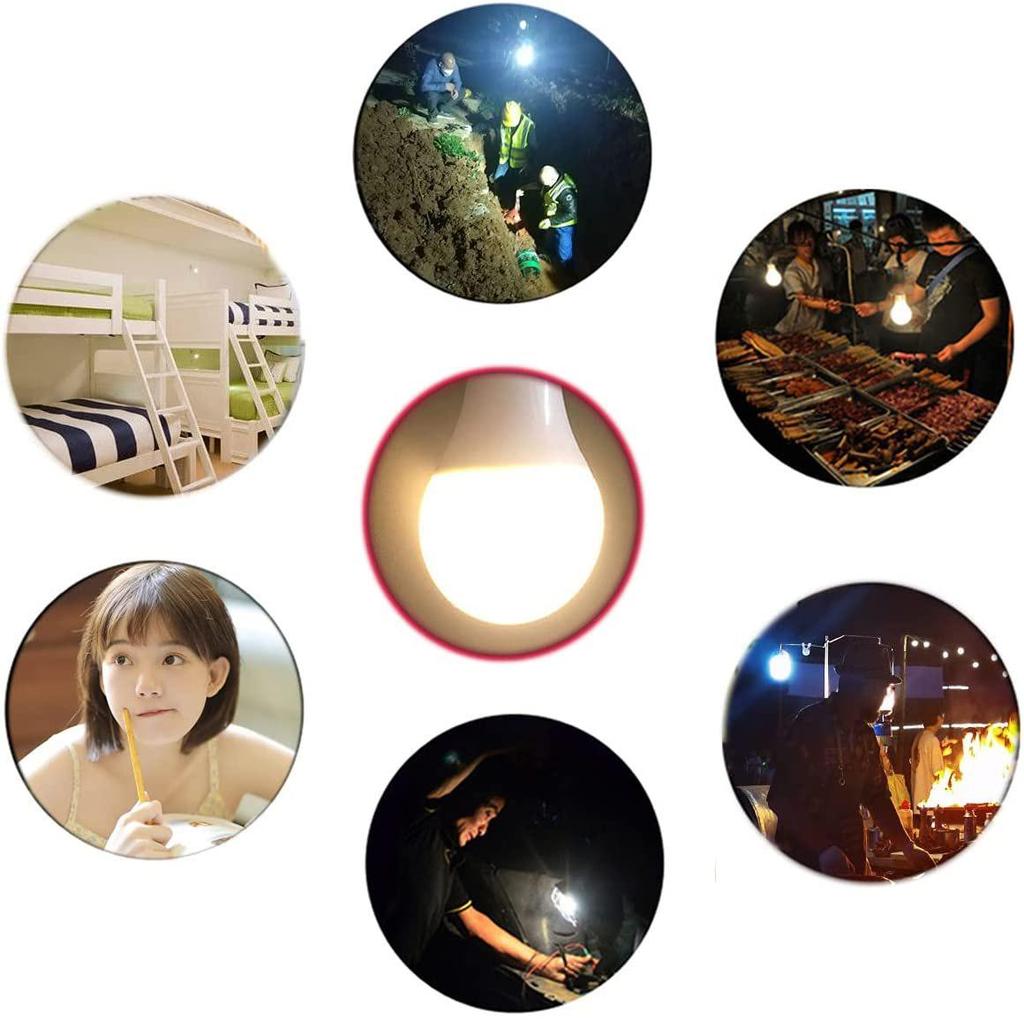 USB 5W LED Bulb with Switch & Hook for Dorms and Camping