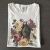 Vintage Bat Shirt, Floral Bat Tee, Cottagecore Goth Graphic, Halloween Nature Lover, Spooky Animal Top