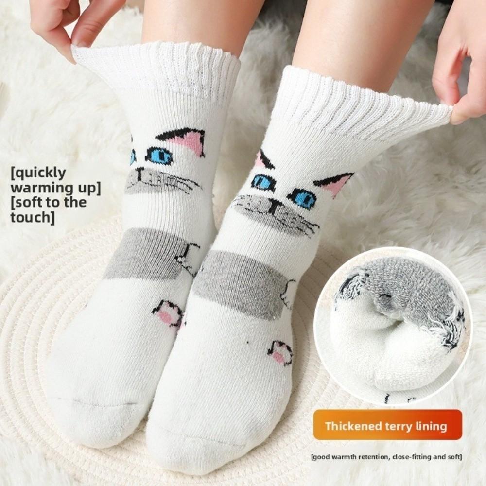 Weiche Wadenlange Socken Dicke Thermostrick-Socken Gemütliche Fleece-Frottee-Socken
