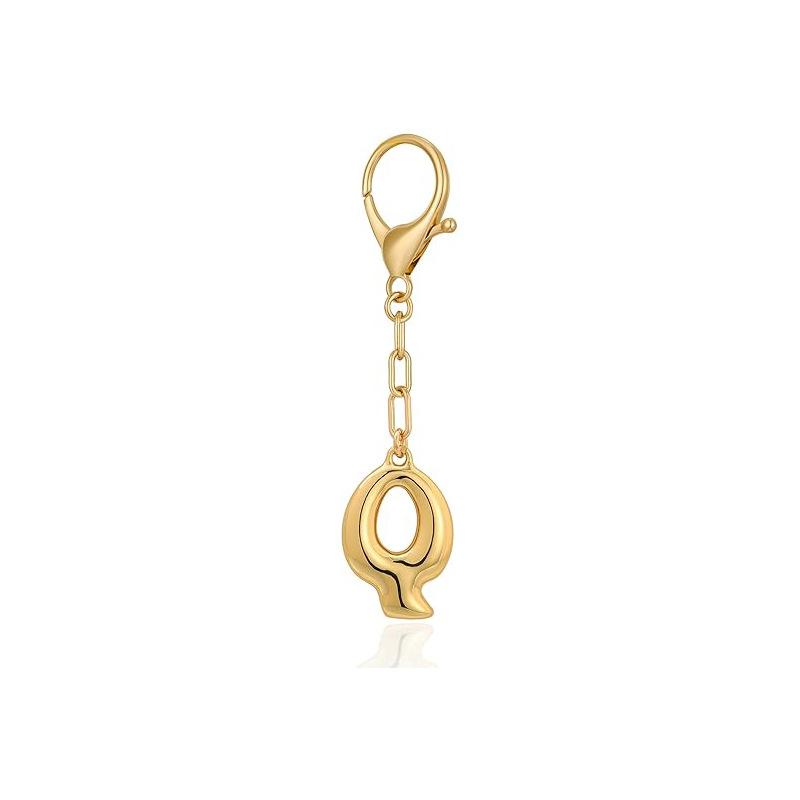 Gold Bubble Initial Keychain Letter Bag Charm for Women DIY Alphabet Purses Handbag Pendant School Backpack Gift Key Accessories