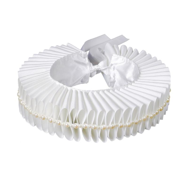 Elizabethan Ruff Collar Detachable Neck Ruff Decorative Collar With Elegant Pearls For Themed Event Stage Dressingup