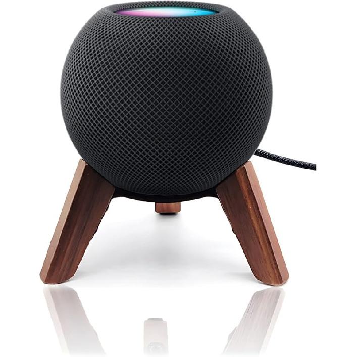 Real Wood Stand for Homepod mini,Wooden Tripod with Metal Frame,Safe Stable Holder Mount with Anti-Slip Silicone pad Protects Home pod mini Smart