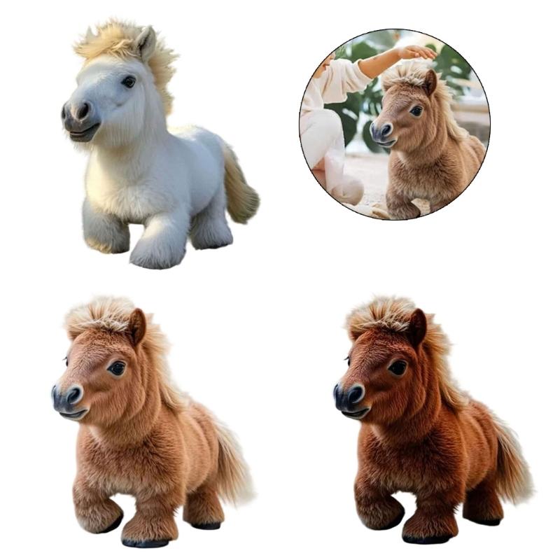 Safe Soft Plush Electric Ponies Toy for Kids Nontoxic Materials Lovely Cartoon Design Promotes Bonding