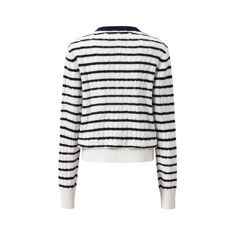 GIOVANNI VALENTINO Women's Striped 100% Wool Round Neck Sweater