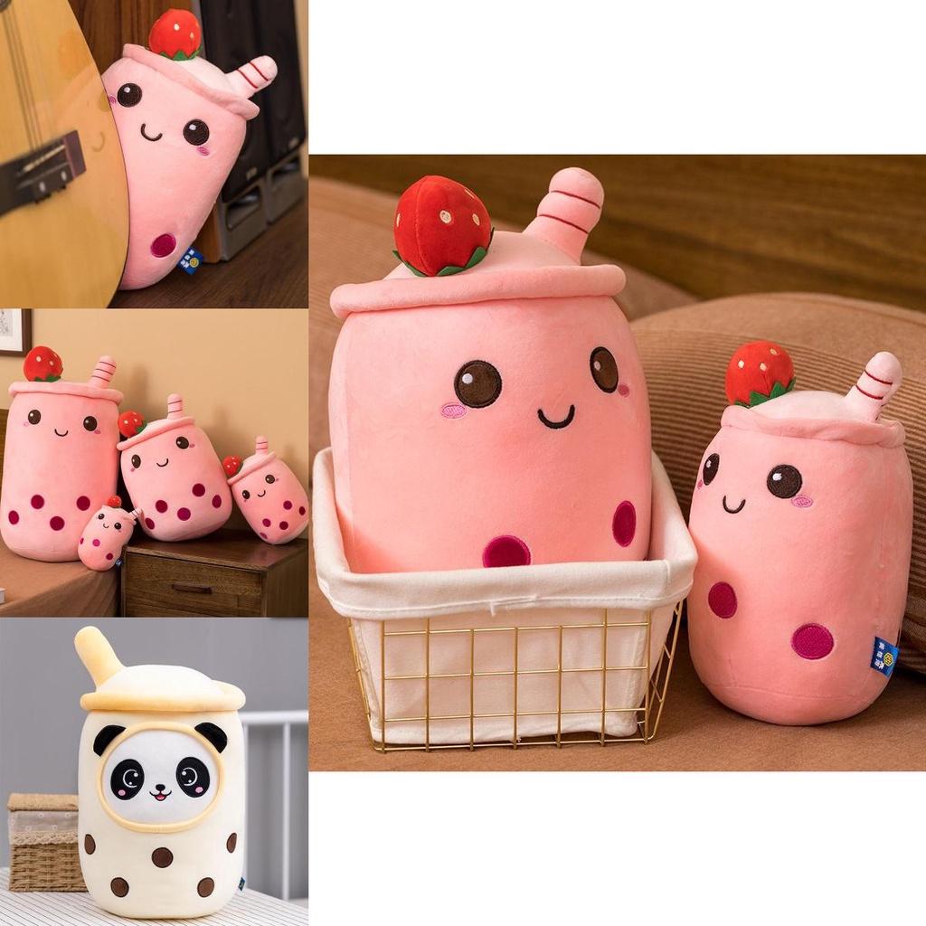 Cute Pearl Milk Tea Pillow With Panda Design Soft And Cuddly Perfect For Anniversary Gift 9.05in-27.55in