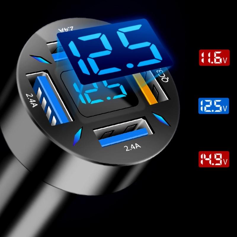 Car Charger Stable Current Output 4.8A QC3.0 22.5W 66W PD20W QC3.0 2.4A LED Light One For Four Laptop Cellphone Charger