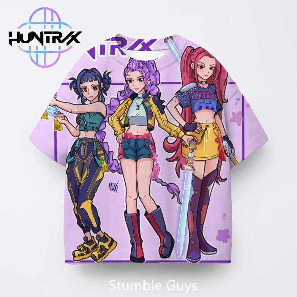 Kpop Demon Hunters Casual Fashion 3D Cartton Short Sleeve Kids Summer Boys Girls T-Shirt Anime Clothes