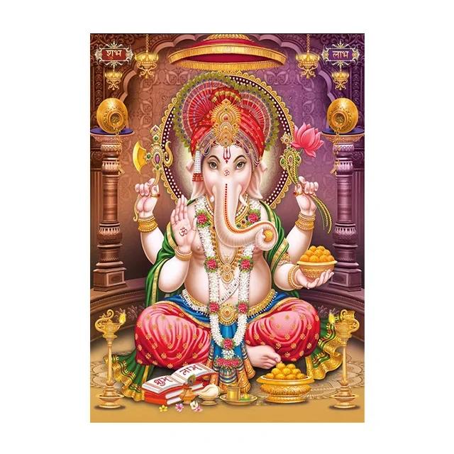 Religion Elephant God India Hinduism Ganesha Painting Canvas Durga Golden Zari Art Poster Prints Living Room Home Decor Pictures