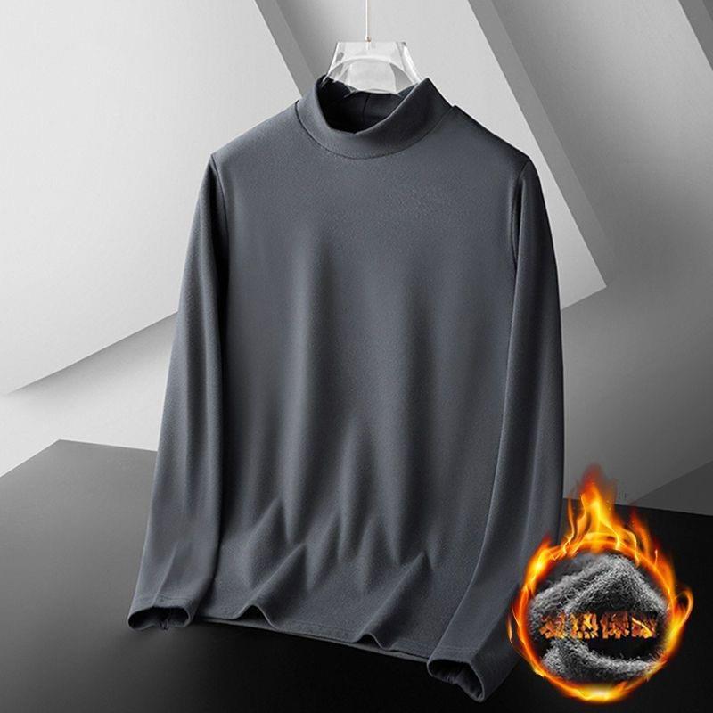 Męski aksamitny ciepły zestaw bielizny termoaktywnej z półgolfem: Szczotkowany polar, zatrzymujący ciepło, zimowa długa bielizna