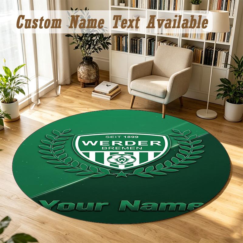 Round Rug Custom NameWerder Bremen FC Pattern Non Slip Carpet Home Floor Decor