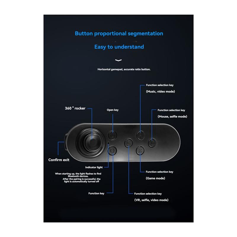 ABUO-Беспроводной Bluetooth VR Пульт Игровой Контроллер Джойстик Геймпад Соматосенсорный Пульт Управления чёрный