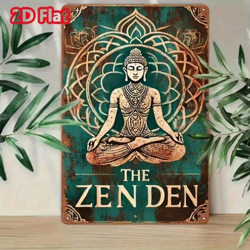 

Vintage Metal Poster Wall Art Decor Zen Tin Sign for Living Room