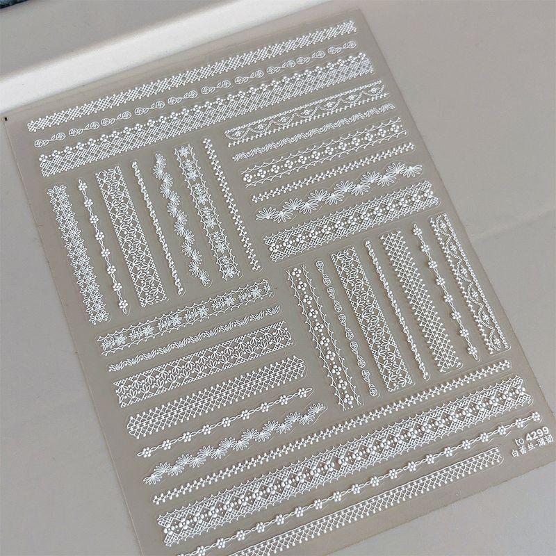

Romantic Lace Nail Stickers Exquisite Sweet Style Easiest for Match Transparent Pink White Plaid Thin Tough Nails Back Glue Ornament White Lace TO4299 thin tough