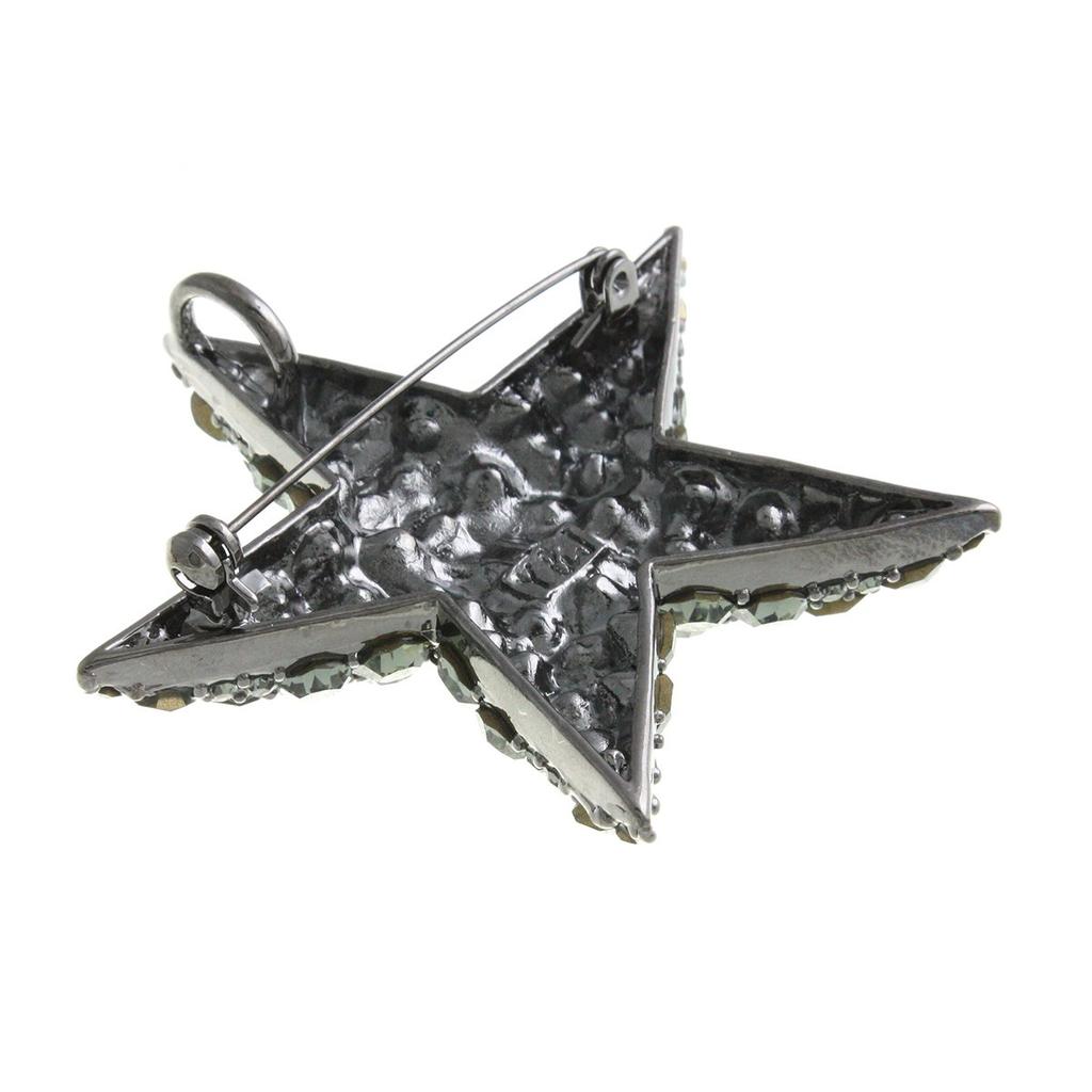 VINGTAINE Brooch Star Medium Size Star Crystal Black Diamond Jet BR-66 (Gray)