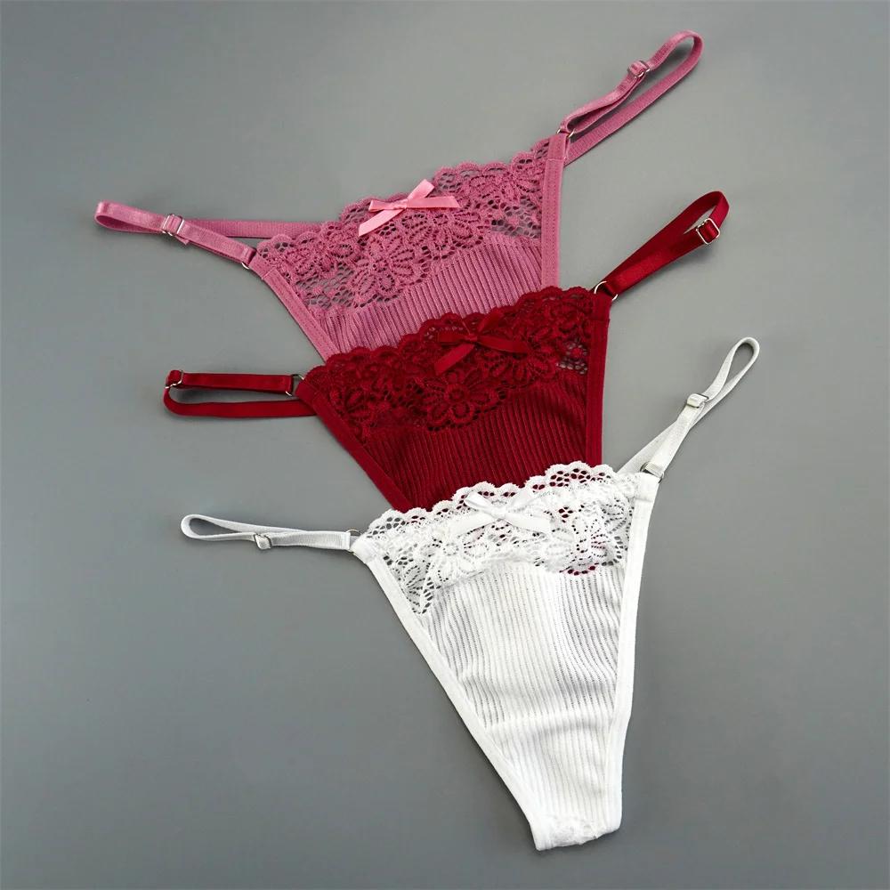 3Pcs/Pack Women Sexy Thong  Low Waist Sexy Underwear Hollow Out Lace Panties Lingerie Superior Comfortable G-String Fast Send