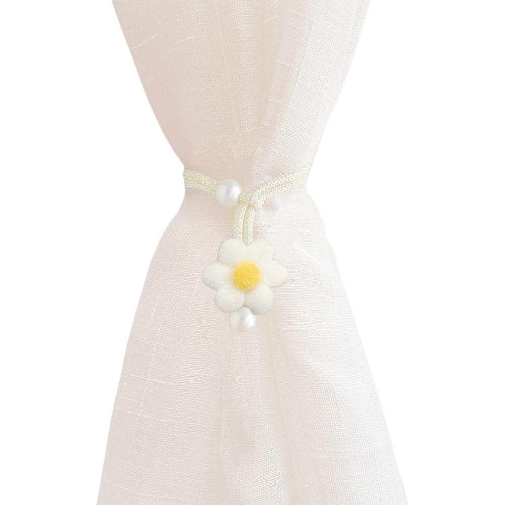 2PCS Drapery Cords Heart-shaped Curtain Tiebacks Romantic with Beads Window Curtain Holders Plush Curtain Strap Valentine's Day