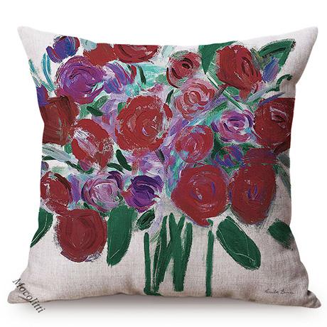 Floral Oil Painting Europe Vibe Home Decor Chair Cushion Cover Cherry Blossoms Garden Cotton Linen Sofa Pillow Case Cojines