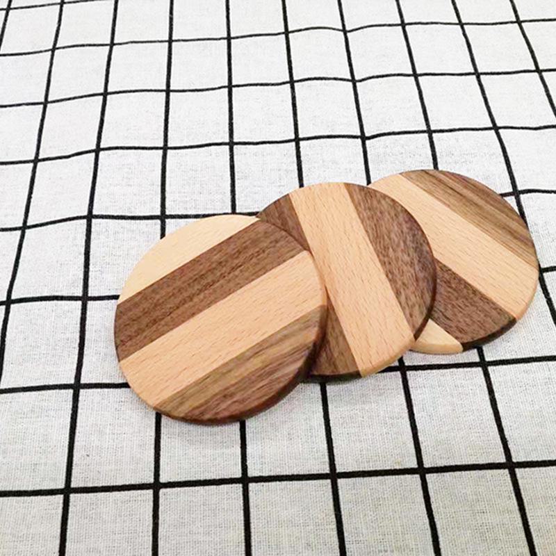 Engraved Wooden Tea & Coffee Coaster Set with Creative Insulation Pads and Trays