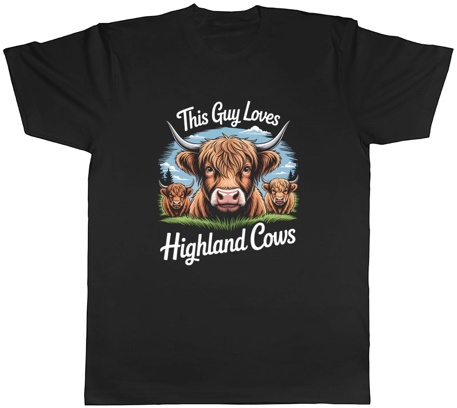 This Guy Loves Highland Cows Mens T-Shirt Tee Gift Top XL
