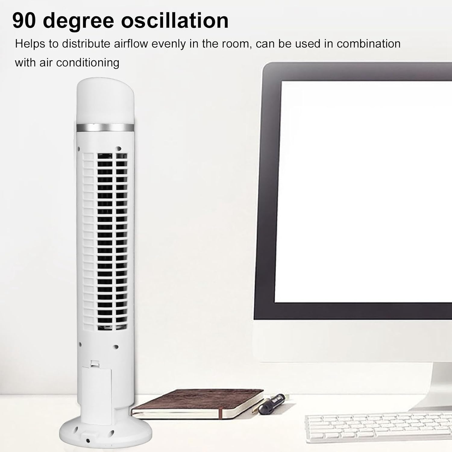 

Yosoo Tower Fan, Mini Bladeless Tower Fan 90 Degree Oscillating Quiet Desktop Standing Powerful Indoor Room Household Electric Portable USB Desk Fan