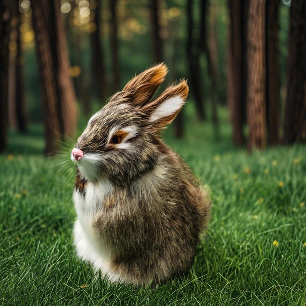 Mini Lifelike Animal Desktop Furnishings Easter Rabbits Simulation Plush Toys Rabbit Model