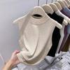 Versatile Sweater Knitted Slim Solid Color Base Layer Camisole Tank Top High Neck Short Outer Wear Sleeveless Top