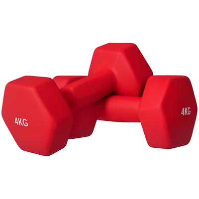 Set of 2 Hexagonal Dumbbells with Non-slip Grip for Home Training, 2 X 4kg, Red