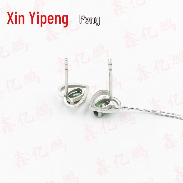 18K White Gold Natural Sapphire Stud Earrings for Women - Blue-Green Gemstone Fine Jewelry with Free Shipping