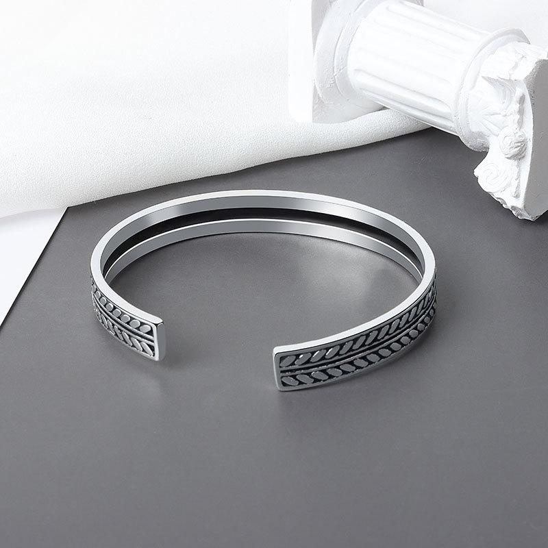 Handmade S925 Silver Cuff Bracelet Vintage Feather Leaf Design Ethnic Minimalist Unisex Jewelry Gift