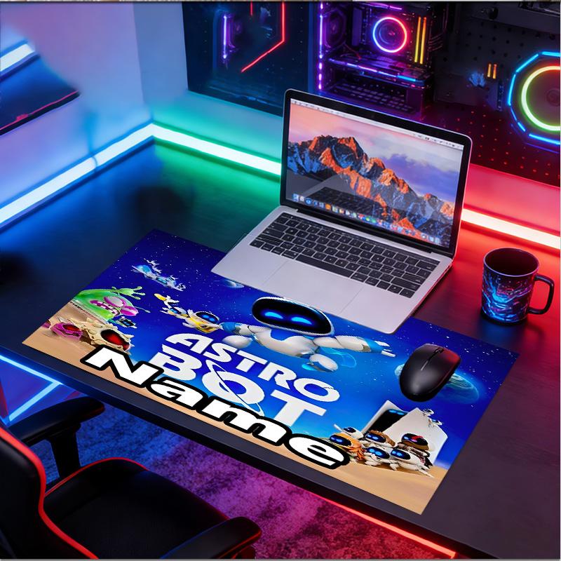 Custom Name Personalized Cosmic Bot Crew Pattern Mousepad, Laptop PC Desk Mat, Decorative Desk Mat for Home Keyboard Pad Gift
