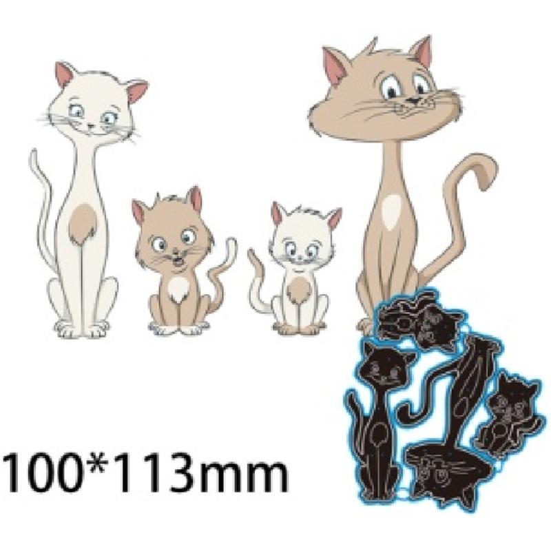 Cute Cats Metal Cutting Dies Handmade Crafts DIY Scrapbooking Embossing Supplies for Children Kids Girls