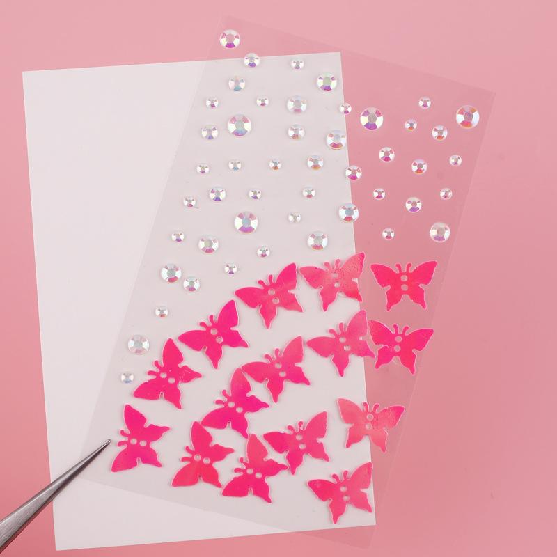 Butterfly Face Stickers Pearl Temporary Tattoo Stickers Lasting Waterproof Glitter Eyeshadow Body for Makeup Stickers