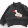 Pull d'automne pour enfants Col roulé Tricots pour filles Broderie Canard Mignon Pull en maille pour garçons Vêtements pour enfants
